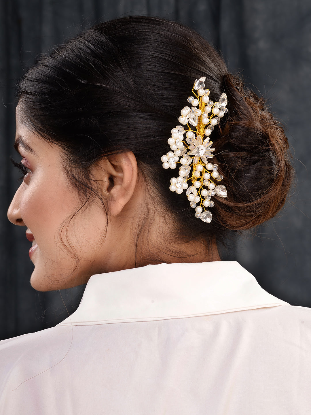 Gold Toned & Pearl Embellished Comb Pin for Girls & Women, zaveri pearls, sale price rs, sale price, sale gold plated, sale gold, sale, rubans, ring, regular price, priyassi jewellery, kushal