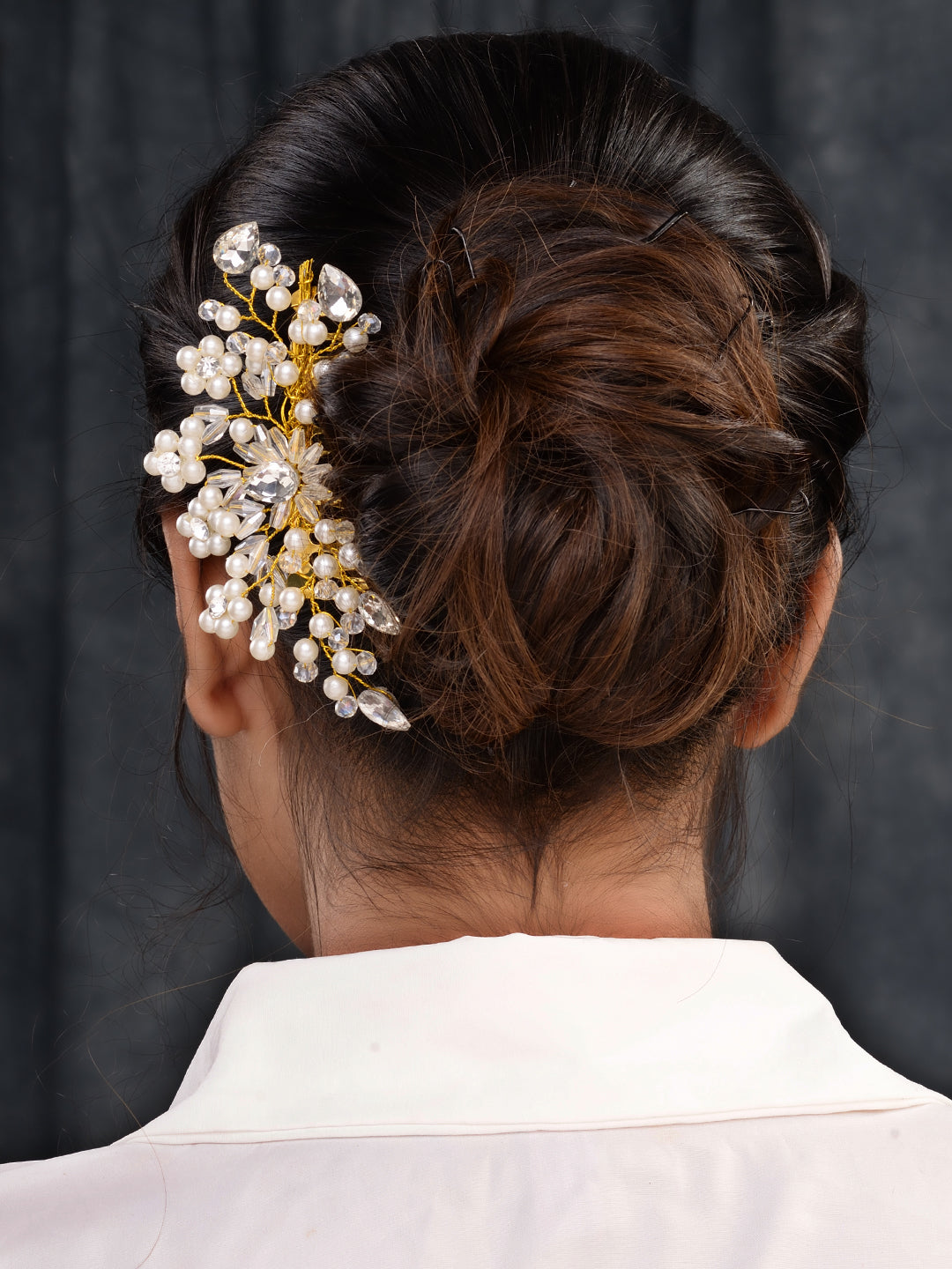 Gold Toned & Pearl Embellished Comb Pin for Girls & Women, zaveri pearls, sale price rs, sale price, sale gold plated, sale gold, sale, rubans, ring, regular price, priyassi jewellery, kushal