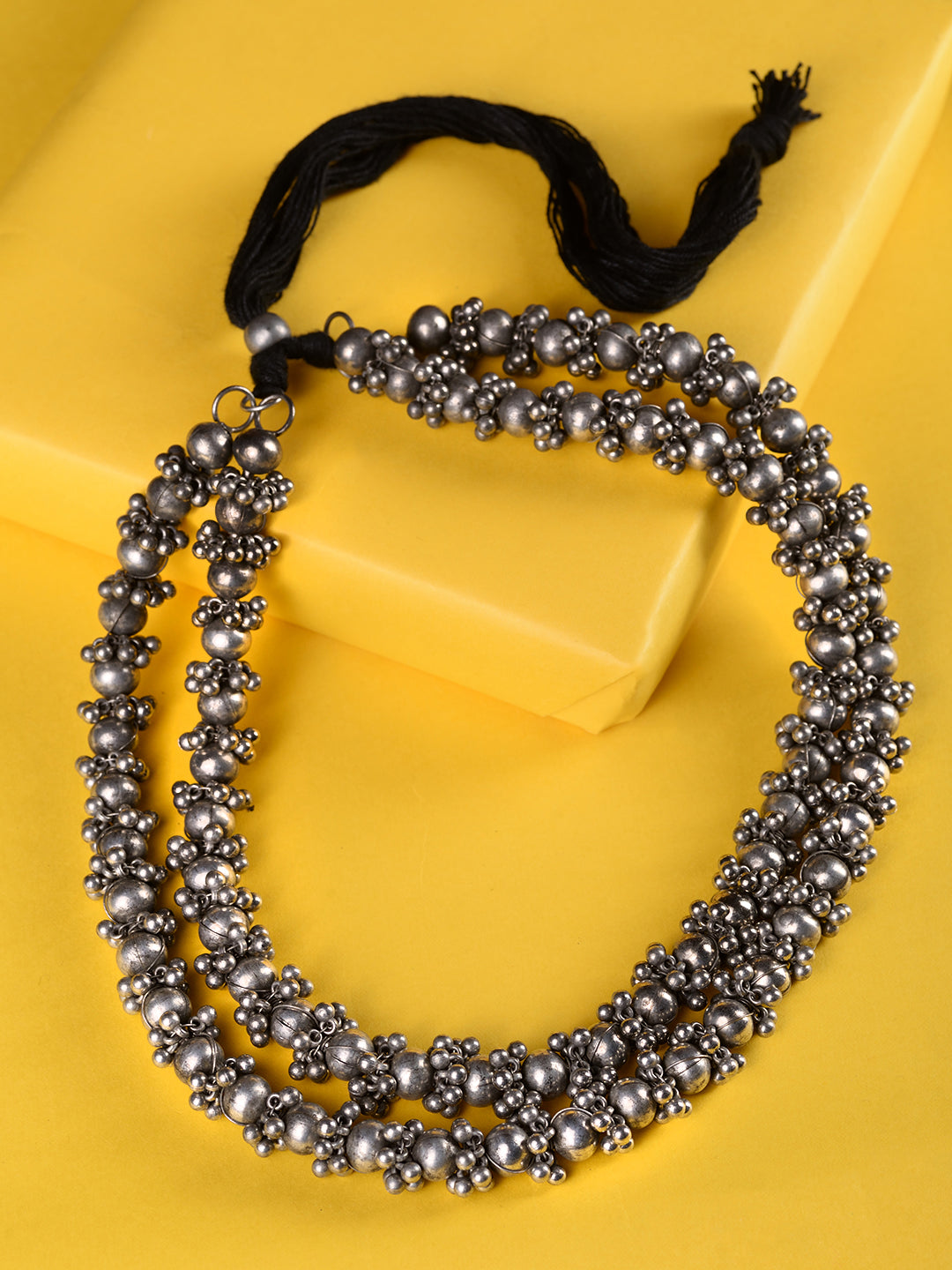 Oxidised Silver Plated Layered Ghugroo Necklace Chain, zaveri pearls, sale price rs, sale price, sale gold plated, sale gold, sale, rubans, ring, regular price, priyassi jewellery, kushal's -