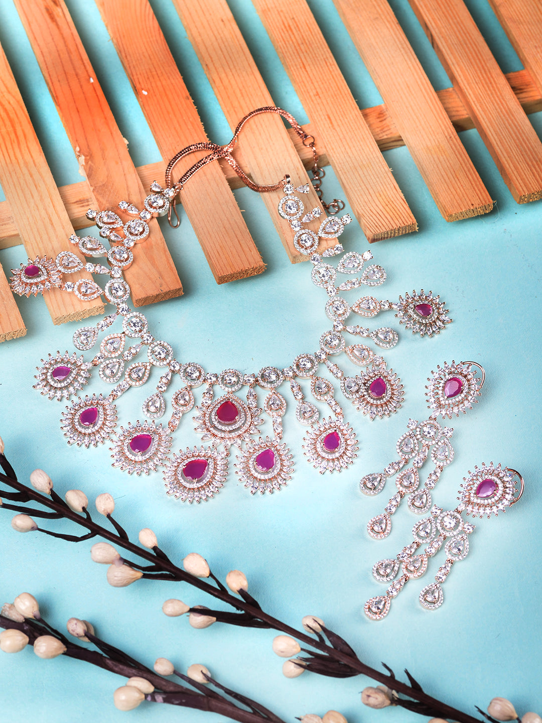 Luxurious Pink & Sea Green Kundan Bridal Necklace Set – Abdesignsjewellery