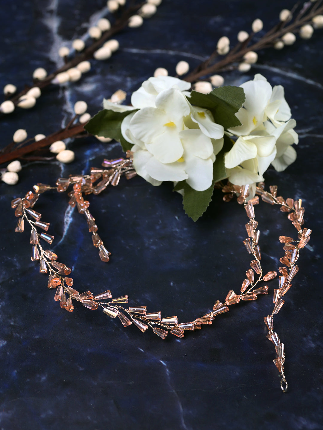 Rose Gold Pearl Studded Hair Styling Tiara, zaveri pearls, sale price rs, sale price, sale gold plated, sale gold, sale, rubans, ring, regular price, priyassi jewellery, kushal's - Saraf RS J