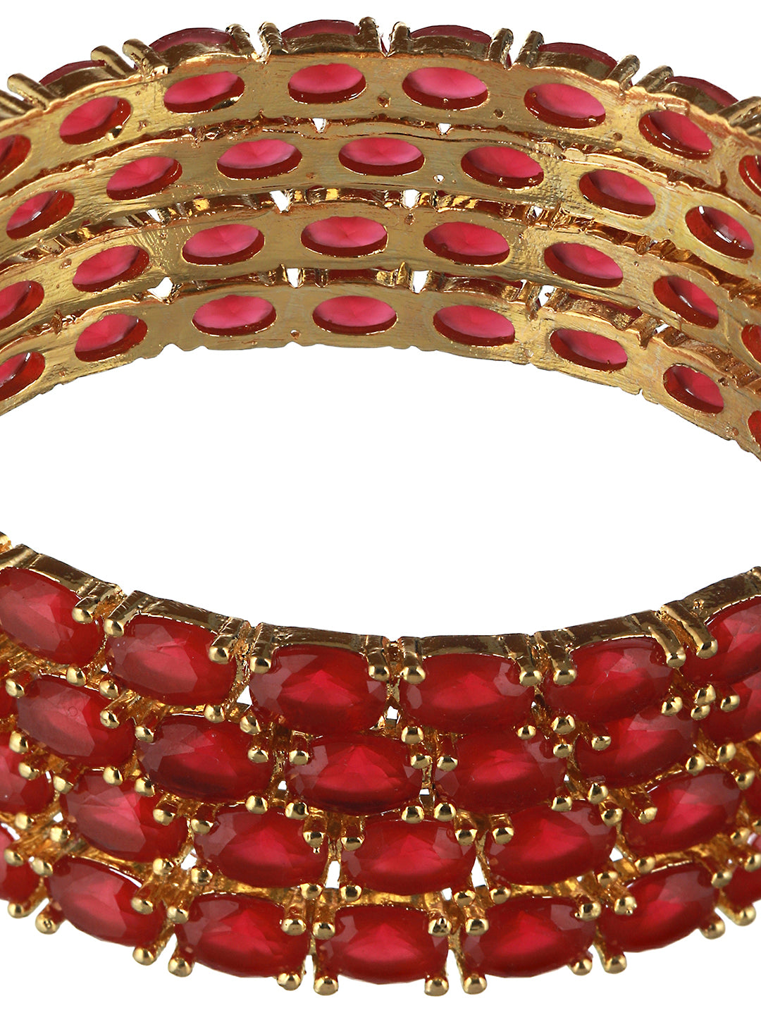 Set of 4 Gold Plated  Red Ruby Stone Studded  Bangles, zaveri pearls, sale price rs, sale price, sale gold plated, sale gold, sale, rubans, ring, regular price, priyassi jewellery, kushal's -