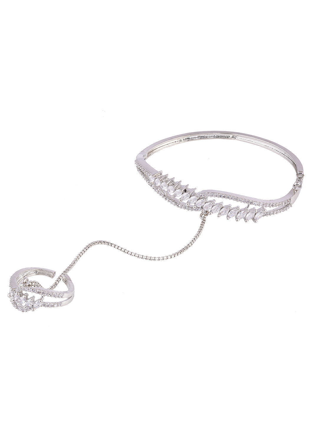 Women White & SilverToned Brass AD Handcrafted RhodiumPlated BangleStyle Bracelet, zaveri pearls, sale price rs, sale price, sale gold plated, sale gold, sale, rubans, ring, regular price, pr