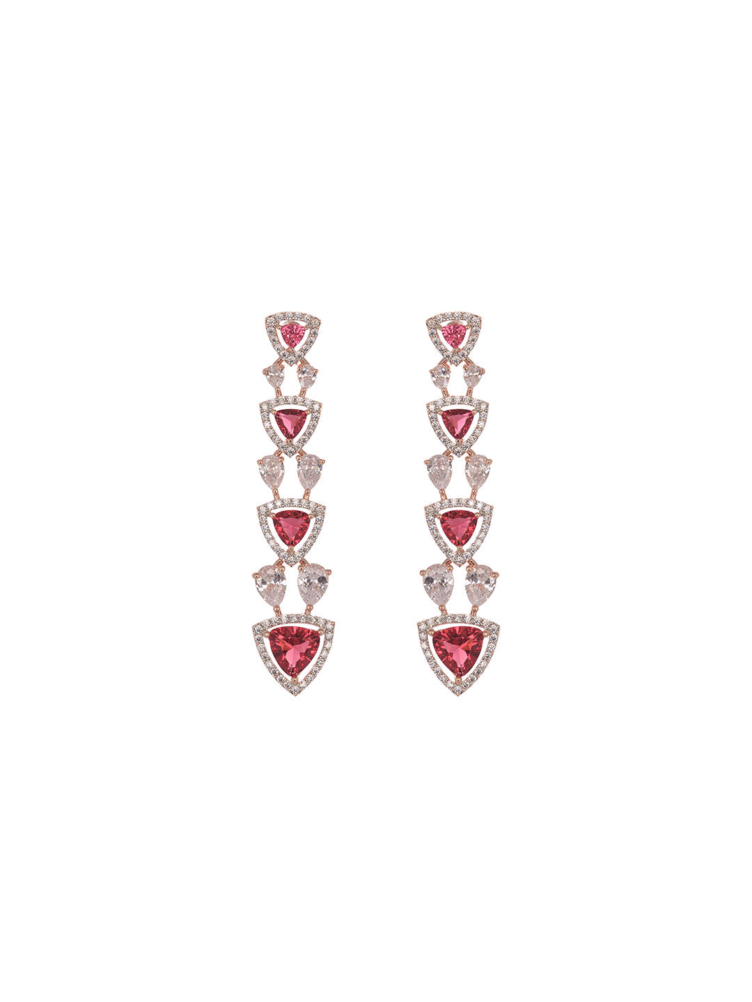 Rose Gold Plated Red AD studded Triangle shaped designer Necklace Jewellery Set, zaveri pearls, sale price rs, sale price, sale gold plated, sale gold, sale, rubans, ring, regular price, priy