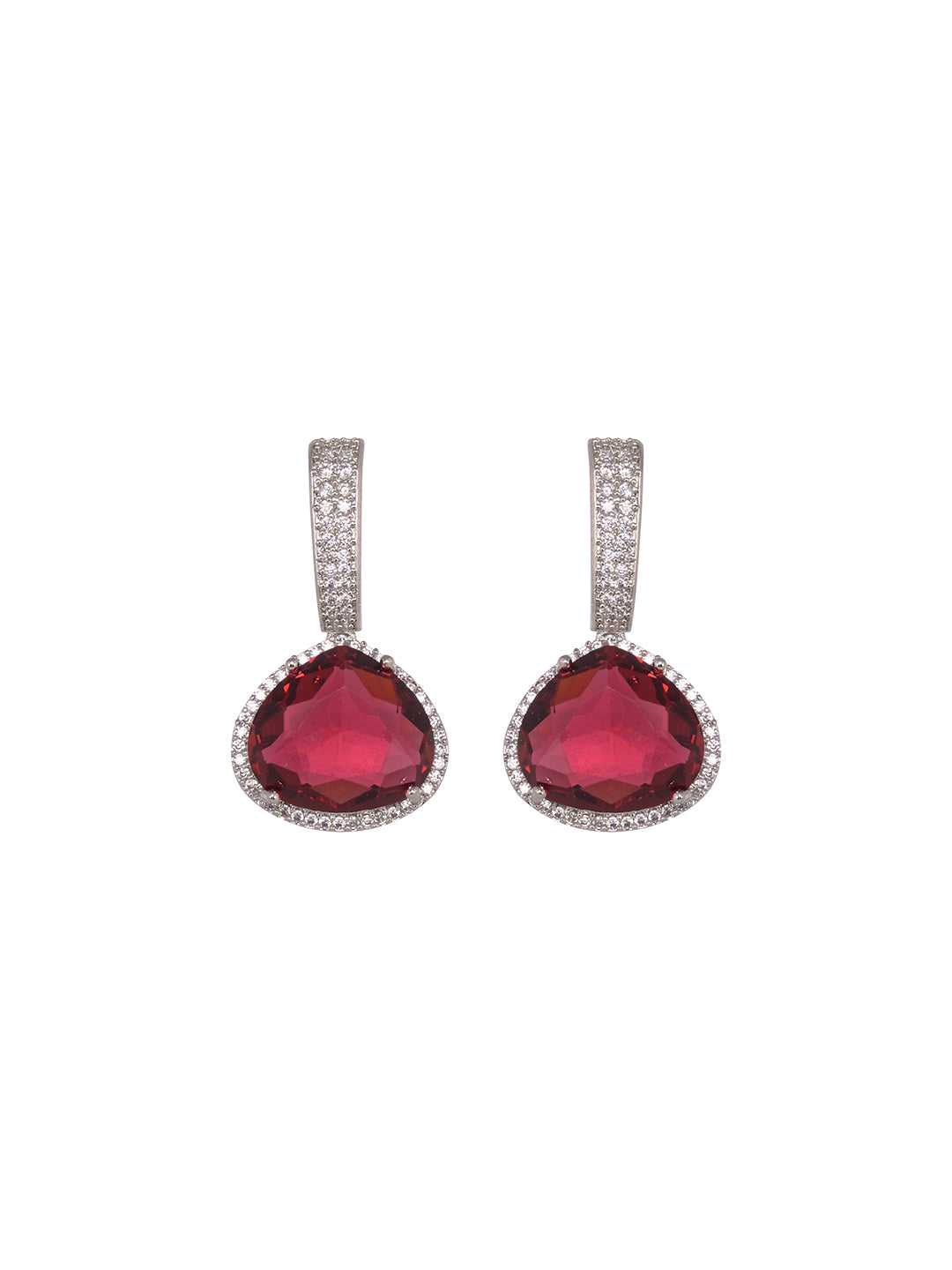 Silver Toned Red AD studdeed Elegant Pendant Earrings Locket Jewellery Set, zaveri pearls, sale price rs, sale price, sale gold plated, sale gold, sale, rubans, ring, regular price, priyassi 