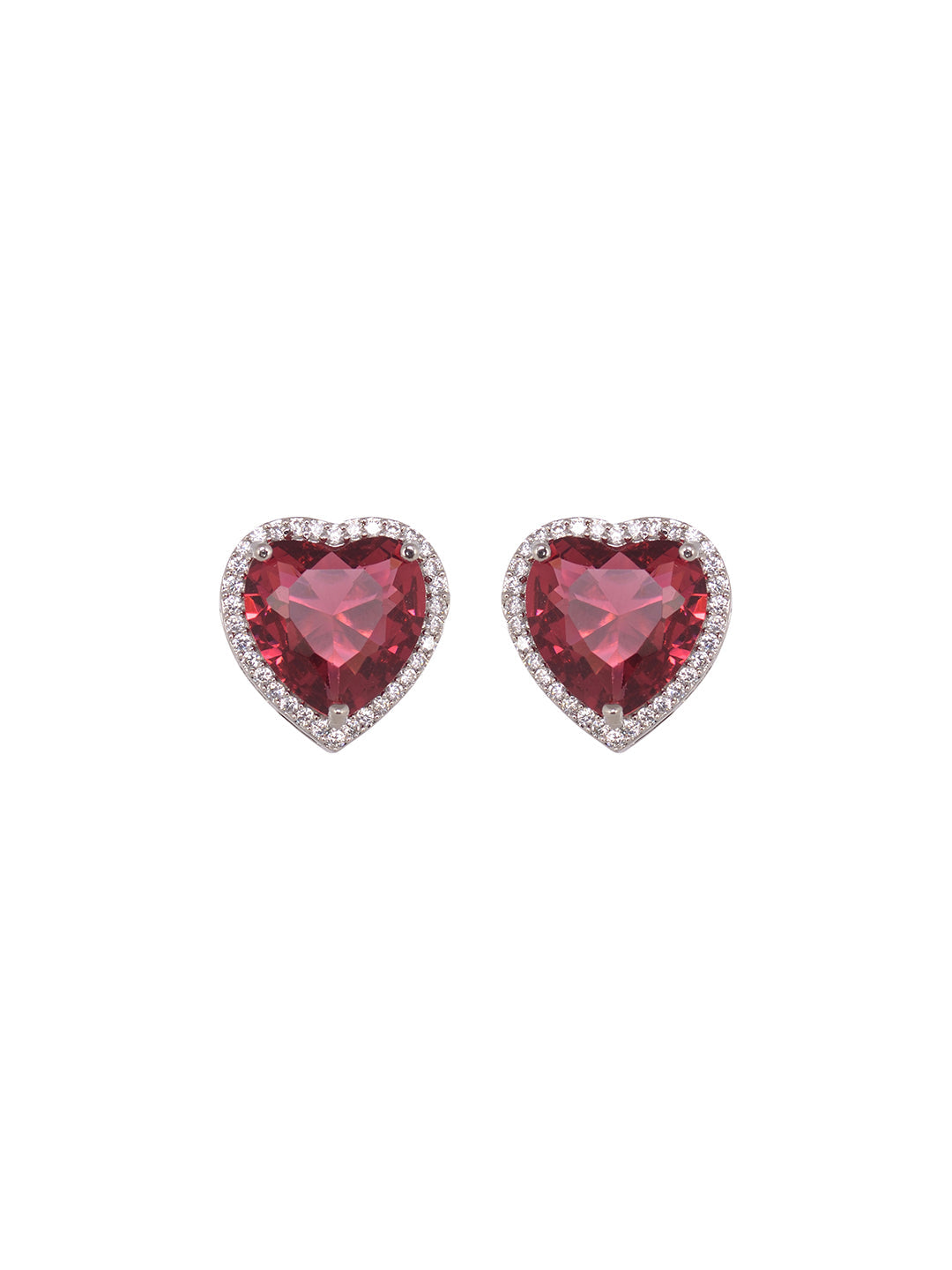Silver Palted Red AD Studded Heart Shaped Pendant Earrings Locket Jewellery Set, zaveri pearls, sale price rs, sale price, sale gold plated, sale gold, sale, rubans, ring, regular price, priy