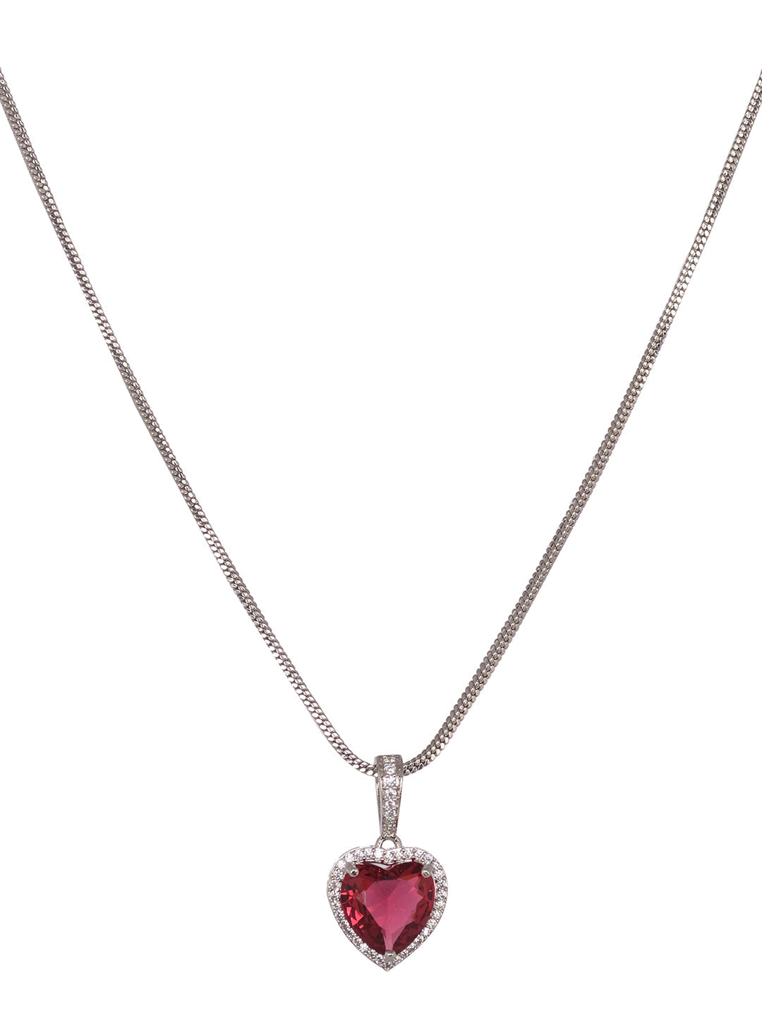 Silver Palted Red AD Studded Heart Shaped Pendant Earrings Locket Jewellery Set, zaveri pearls, sale price rs, sale price, sale gold plated, sale gold, sale, rubans, ring, regular price, priy