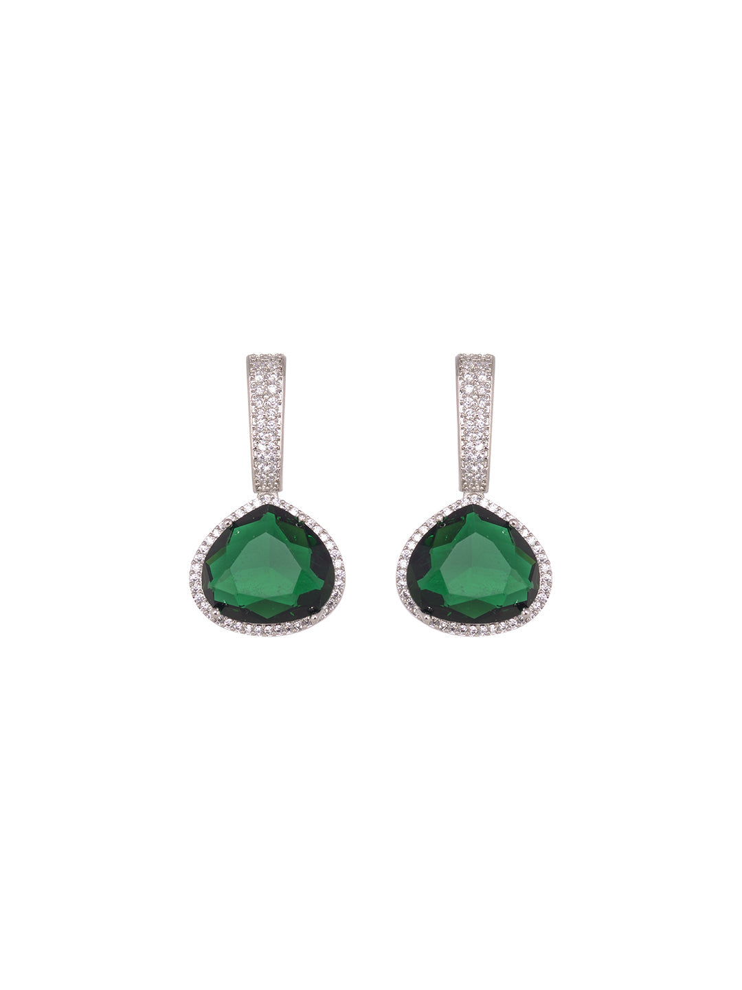 Silver Toned Green AD studdeed Elegant Pendant Earrings Locket Jewellery Set, zaveri pearls, sale price rs, sale price, sale gold plated, sale gold, sale, rubans, ring, regular price, priyass