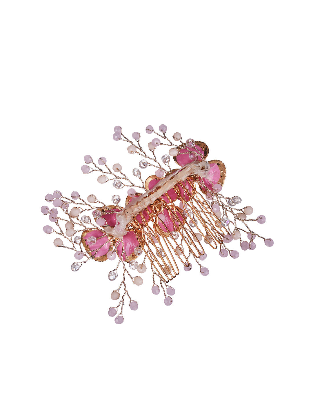 Gold Toned Pink AD Embellished Bridal Comb Pin, zaveri pearls, sale price rs, sale price, sale gold plated, sale gold, sale, rubans, ring, regular price, priyassi jewellery, kushal's - Saraf 