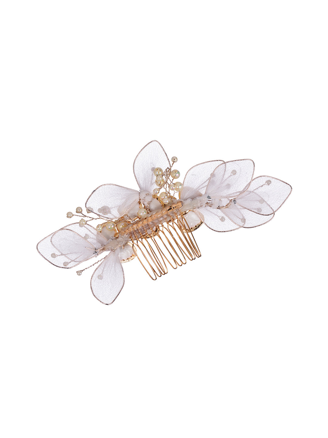 White Gold Toned Enamelled Pearl Beaded Bridal Comb Pin, zaveri pearls, sale price rs, sale price, sale gold plated, sale gold, sale, rubans, ring, regular price, priyassi jewellery, kushal's